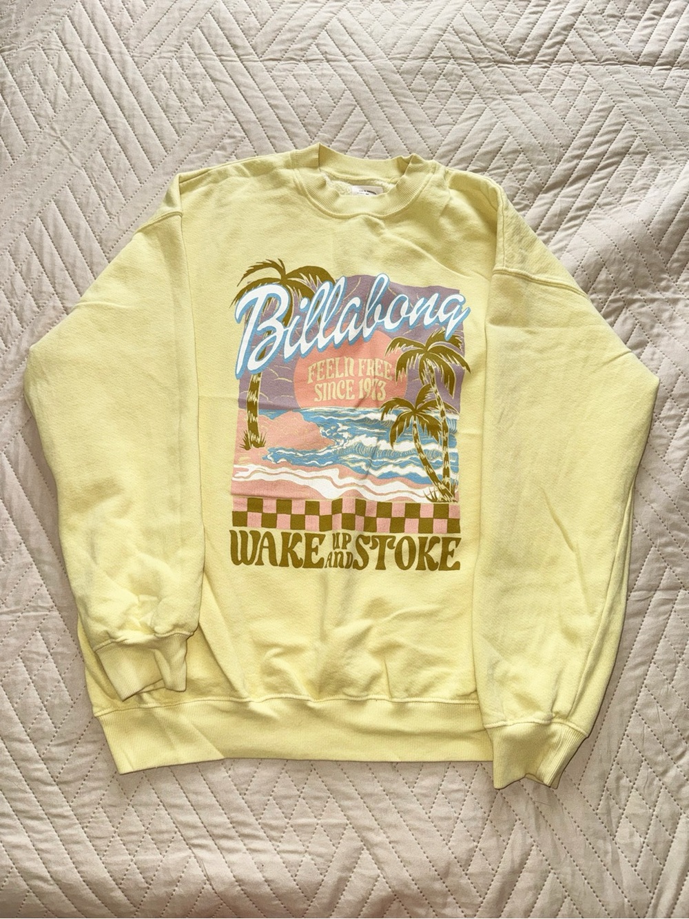 Billabong Yellow Palm Graphic Crewneck Sweatshirt